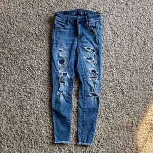 American Eagle Outfitters Ripped Blue Skinny Jeans
